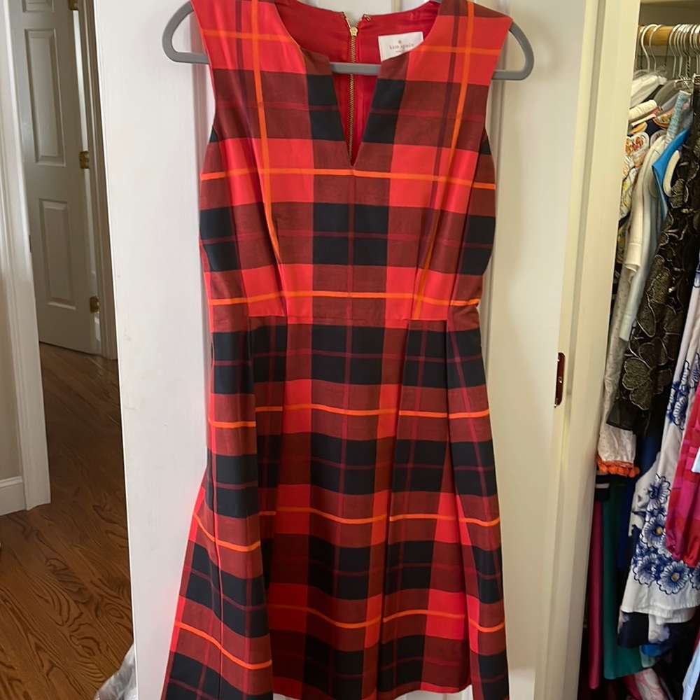 KATE SPADE NEW YORK Plaid A-Line Midi Dress Size 4